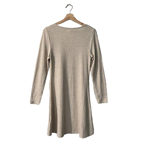 Old Navy Fit & Flare Rib-Knit Sweater Dress Size Medium Oatmeal Heather 759155 - Picture 2 of 8